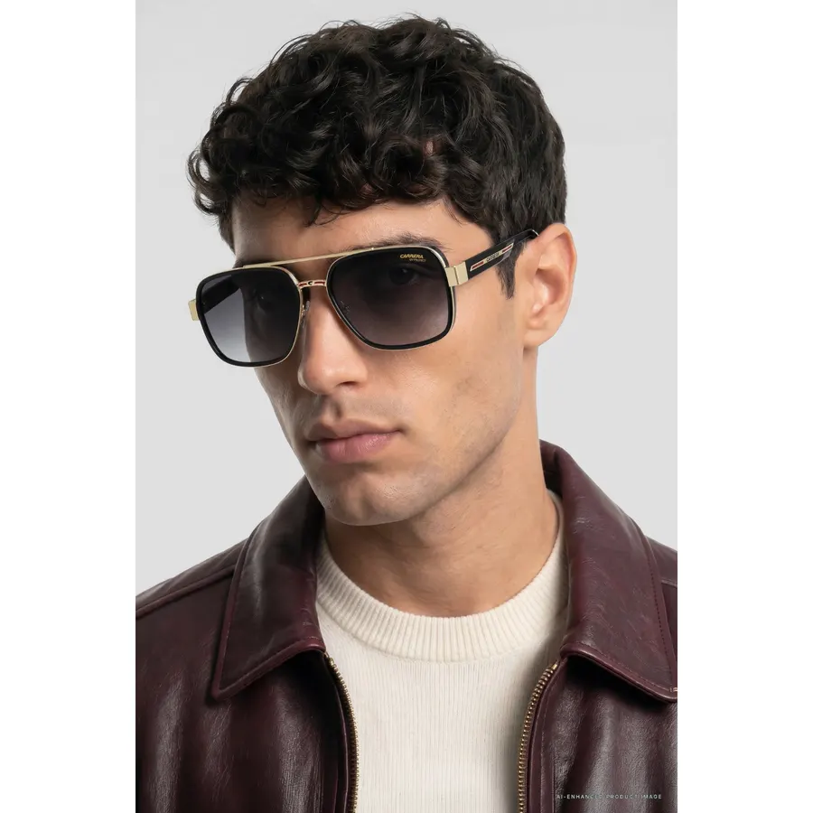 Carrera-Brille am Model, ein mit AI Photoshoots erstelltes Bild